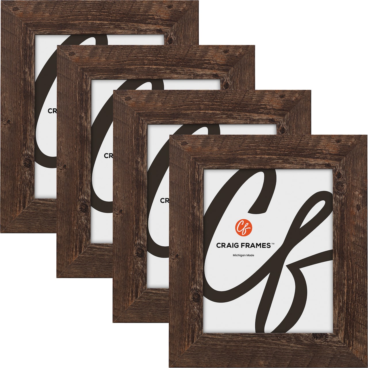 4 Pack Craig Frames American Barn Brown Oak Picture Frame